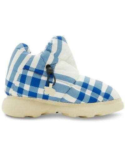 Burberry Check Pillow Boots Blue White Men's 